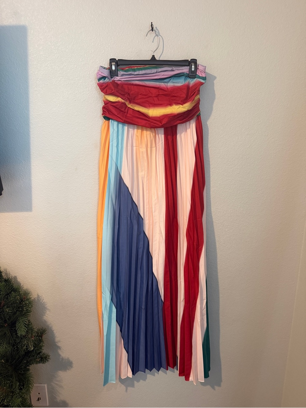 SHEIN Multicolor Pleated Strapless Maxi Dress